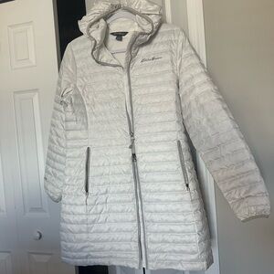 Eddie Bauer Women's  EB 650 Hooded Puffer Coat (thin puffer)- double zipper